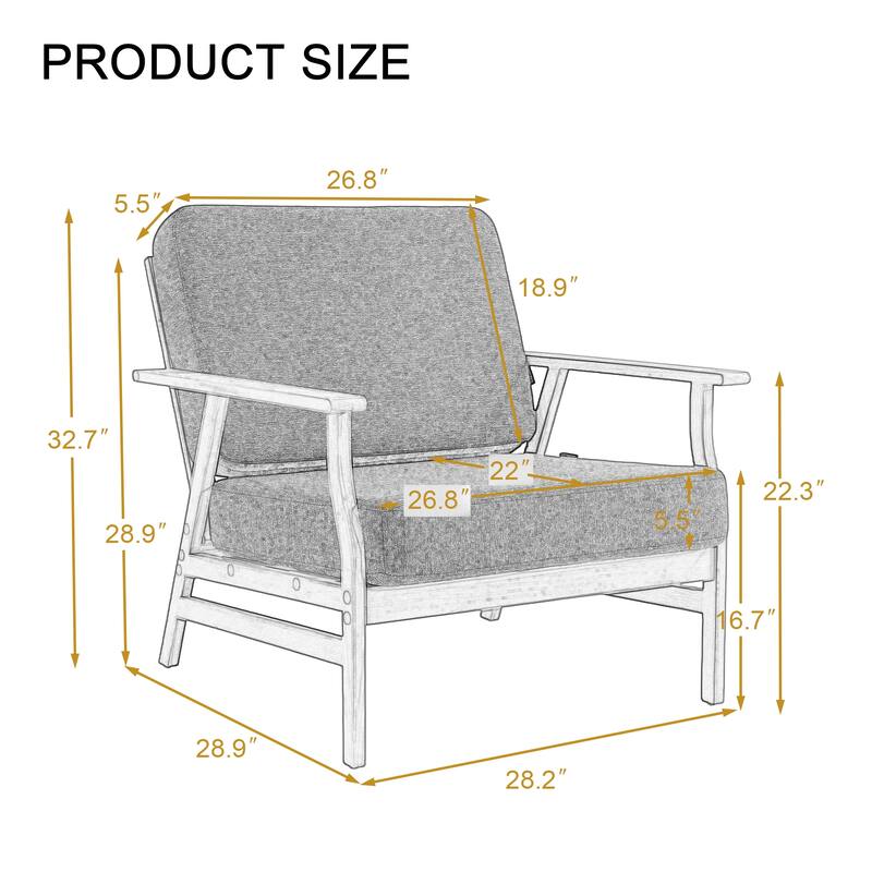 3 Piece Wood Patio Armchair Outdoor Bistro Set with Side Table