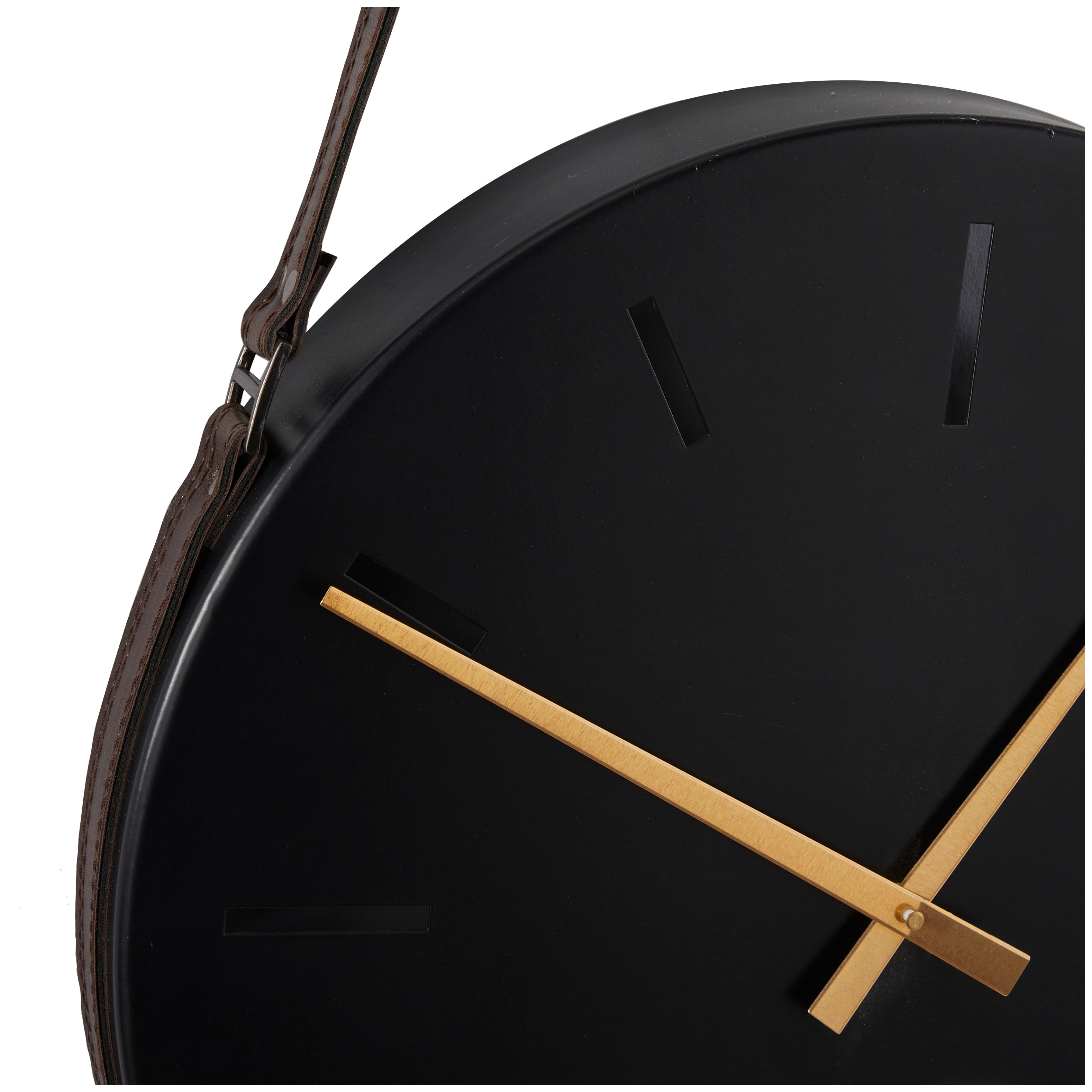 Stainless Steel Wall Clock with Leather Hanging Straps - Bed Bath