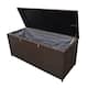 Indoor and Outdoor Balcony Patio Deck Porch Pool 113 Gallon Wicker Storage Box Trunk Bin with Metal Frame - Brown