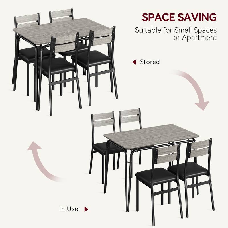 Dining Table for 4, Small Table and Chairs Set of 5, Dinette Set for 4, 5 Piece Kitchen & Dining Room Sets - 43.3x27.5x30in