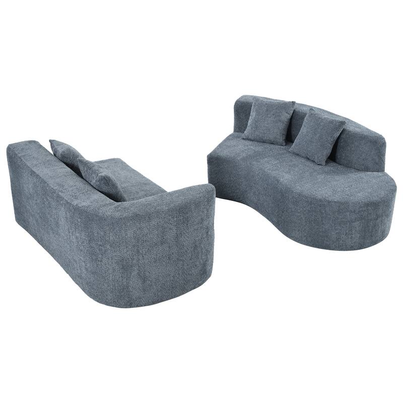 Roomfitters 132" Sectional Sofa, Modern Curved Design L-Shaped Modular Couch for Living Room Furniture