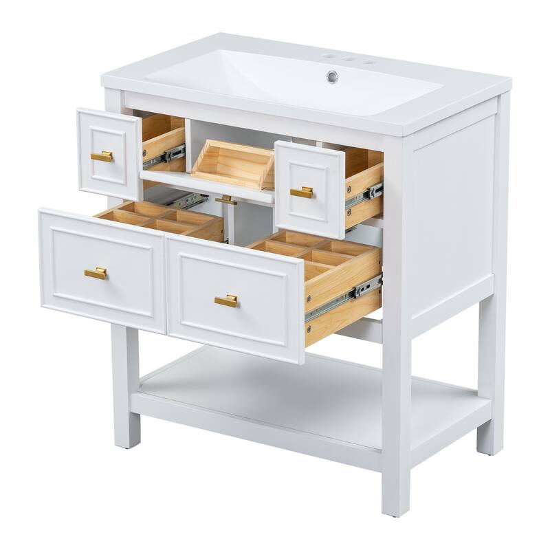 Free Standing Single Vanity Set with 5 Drawers