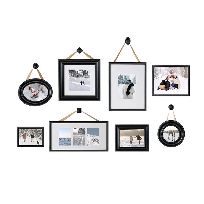HELLO LAURA 8 Piece Black Gallery Family Wall Picture Frame Set