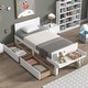 preview thumbnail 1 of 6, Twin Bed for Kids with 2 Drawers, Wooden Storage Platform Bed Frame with Headboard & Footboard Bench, No Box Spring Needed White - Twin