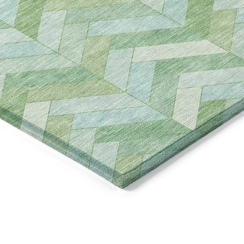 Machine Washable Indoor/ Outdoor Modern Chevron Chantille Rug