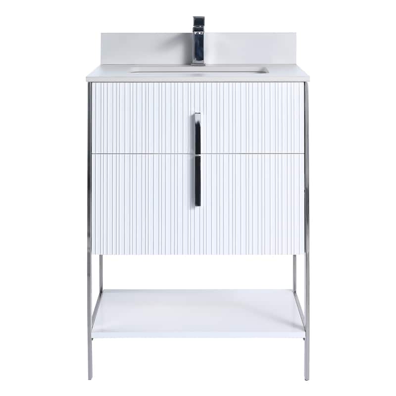 Fine Fixtures Serenity Modern Bathroom Vanity with White Stone Top