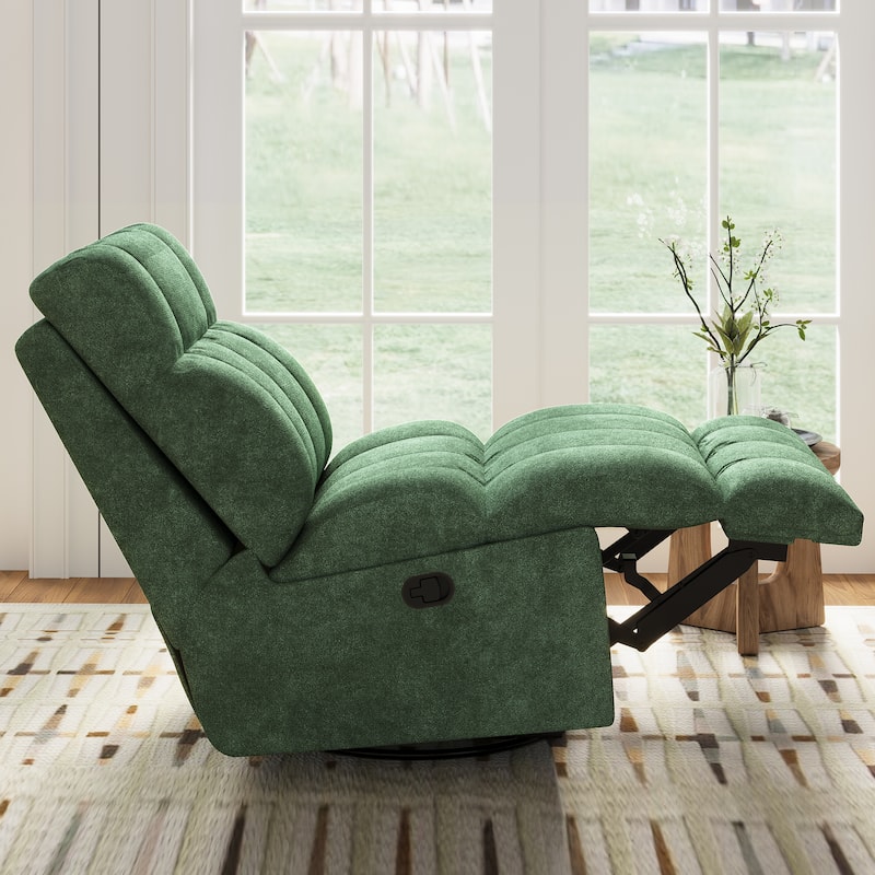 360° Swivel Rocker Recliner Chair Chenille Upholstered Manual Recliner