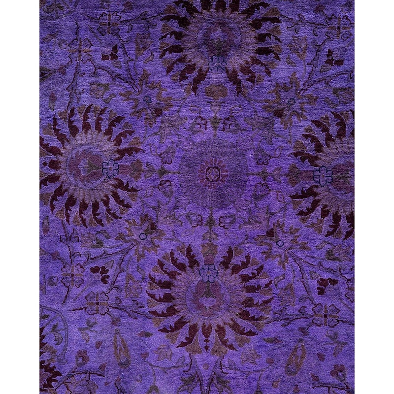 Fine Vibrance, One-of-a-Kind Hand-Knotted Area Rug - Purple, 6' 1" x 6' 1" - 6' 1" x 6' 1"