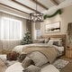 preview thumbnail 7 of 16, Modern Farmhouse 4-Light Drum Chandelier Wood Grain Lights for Dining Room - D15.5" x H76"