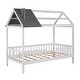 preview thumbnail 19 of 21, Twin Size Wood House Bed with Roof, Fence, and Chimney, Sturdy Pine Frame, Perfect for Kids' Bedrooms