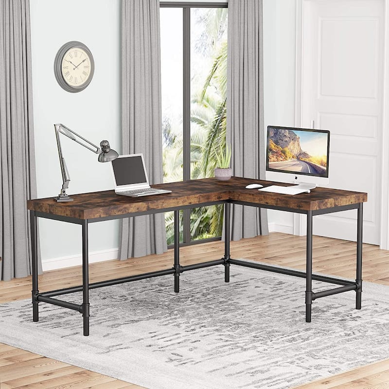 Tribesigns L-Shaped Desk, 67 inch Industrial Corner Computer Office Desk