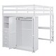 preview thumbnail 10 of 22, Wood Full Size Loft Bed with Wardrobe, Desk, Shelves & Drawers, White, Space-Saving Loft Bed for Kids, Teens, and Adults