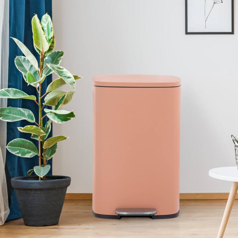 13 Gallon 50 Liter Stainless Steel Step Trash Can with Removable Inner Bucket by Furniture of America