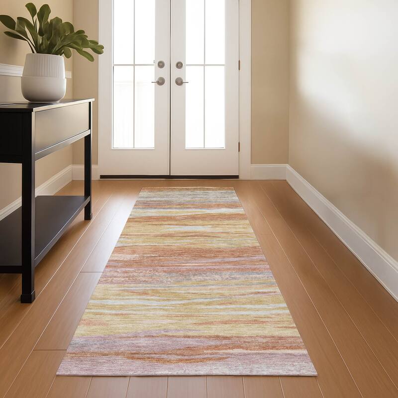 Premium Washable Super Soft Modern Stripes Mayfield Rug - Salmon - 2'3" x 7'6"