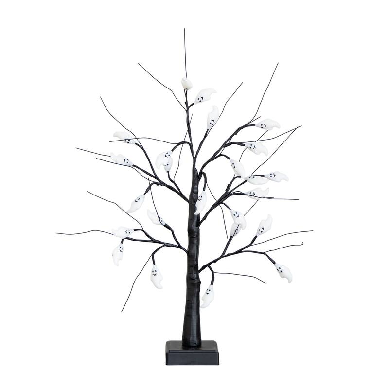 Pre-Lit Ghost Artificial Halloween Twig Tree - 2' - Purple LED Lights