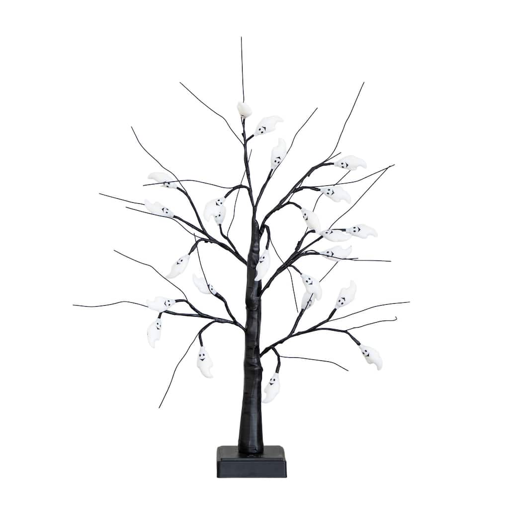 Pre-Lit Ghost Artificial Halloween Twig Tree - 2' - Purple LED Lights