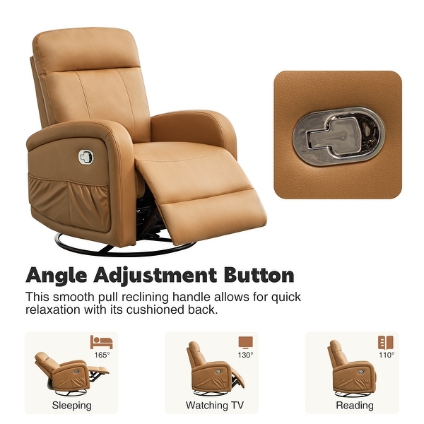 HOMYKA Adult Faux Leather Recliner Chair with Swivel Rocker