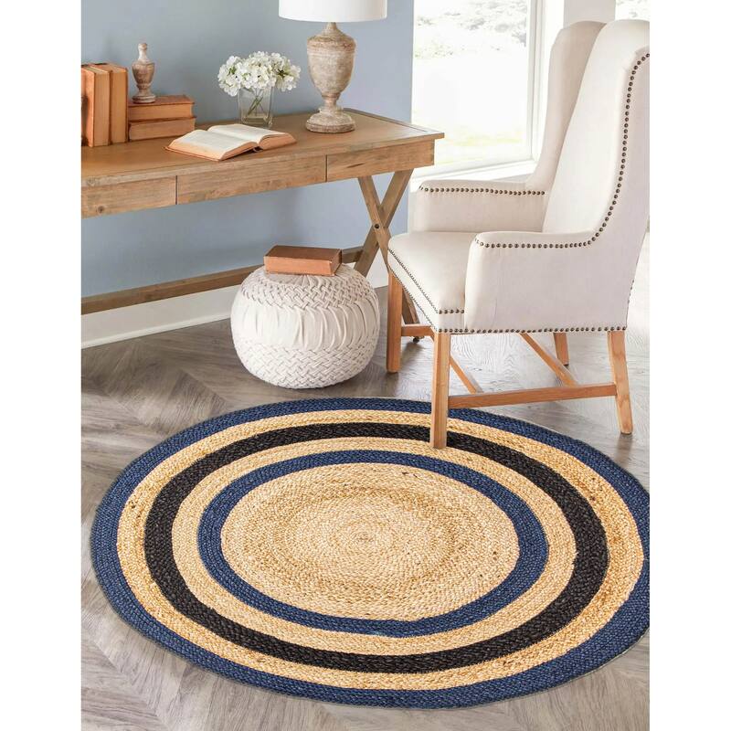 ECARPETGALLERY Braided Weave Palas Denizli Tan Jute Rug - 3'4 x 3'4