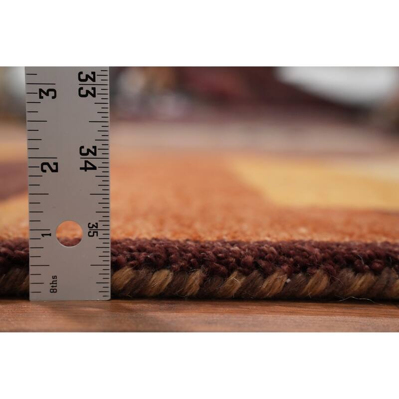 Hand Knotted Oriental 100% Wool Carpet Modern Geometric Oranges & Rust Gabbeh Area Rug - 6' 0'' X 3' 9''