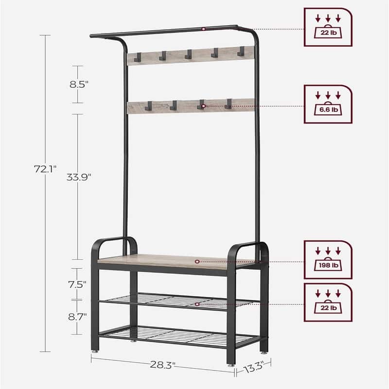 Entryway Bench with Coat Rack