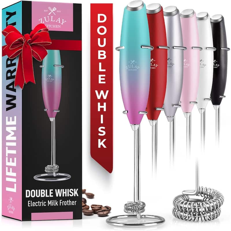 Zulay Kitchen Double Whisk Milk Frother Handheld Mixer