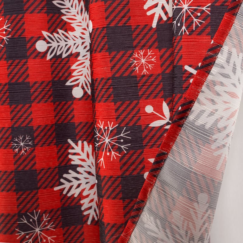 Christmas Plaid Snowfalke Printed Kitchen Curtain