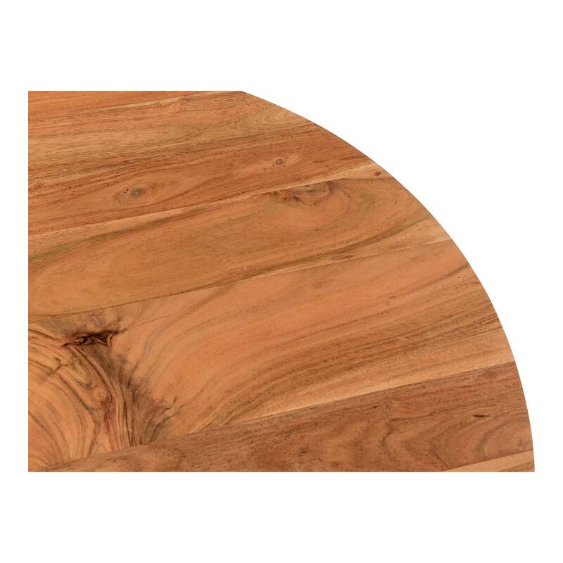 NADAAL STUDIOS Pia Coffee Table, Round, Solid Acacia Wood, Handcrafted, Natural Wood Grain & Knots, Small, Black