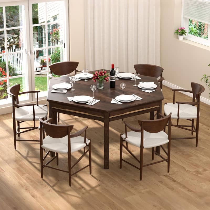 VEIKOUS Multifunctional Rubberwood Game Table, 4-in-1 Board Game Table with Removable Top for Dining, Card Games, Chess