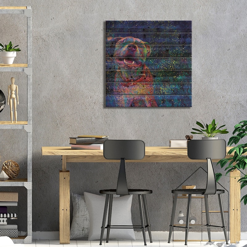 Blue Chakra Print On Wood by Iris Scott - Multi-Color