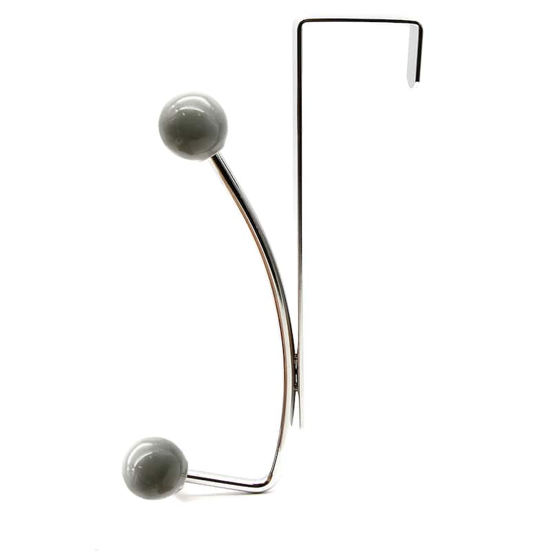 Over The Door Hook Rack with 2 Ball Ends - 0.8 L x 4 W x 7.5 H