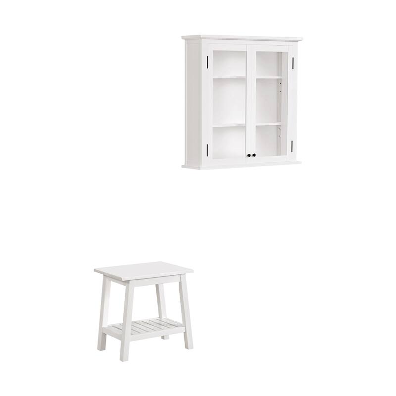 Alaterre Furniture Dorset Bench with Storage Shelf - White
