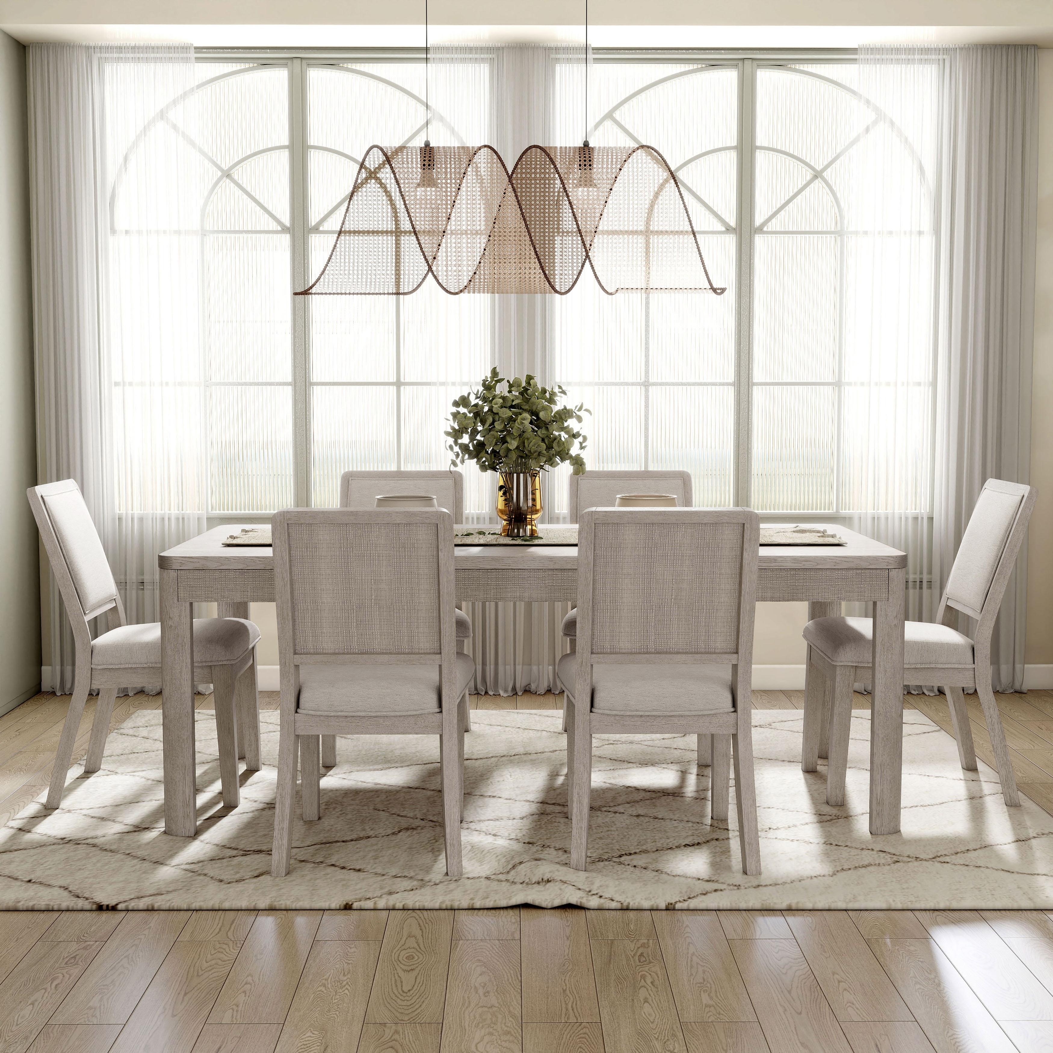 Furniture of America Billet Modern 7-Piece Natural Oak Wood Dining Set