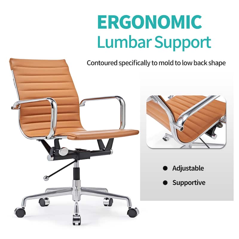 CAROCC Ribbed Computer Desk Office PU Chair Height Adjustable - N/A