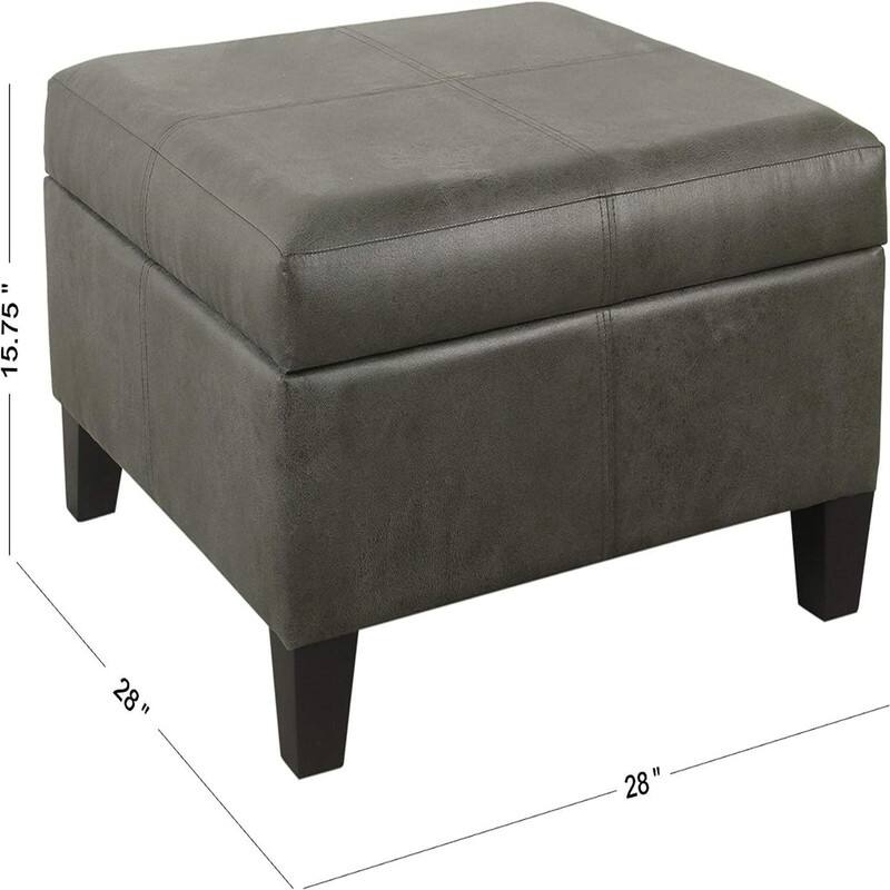 Luxury Large Faux Leather Storage Ottoman