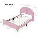 preview thumbnail 50 of 52, Clean-Lined Platform Bed Mental Legs Low Profile Bed Velvet Upholstered Bed Frame with Semi-Circle Headboard Mattress Holde