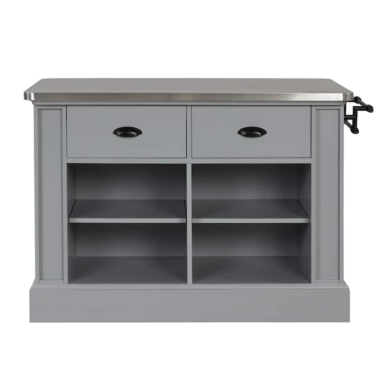 Kinchan Grey Kitchen Island with 2 Storage Drawer