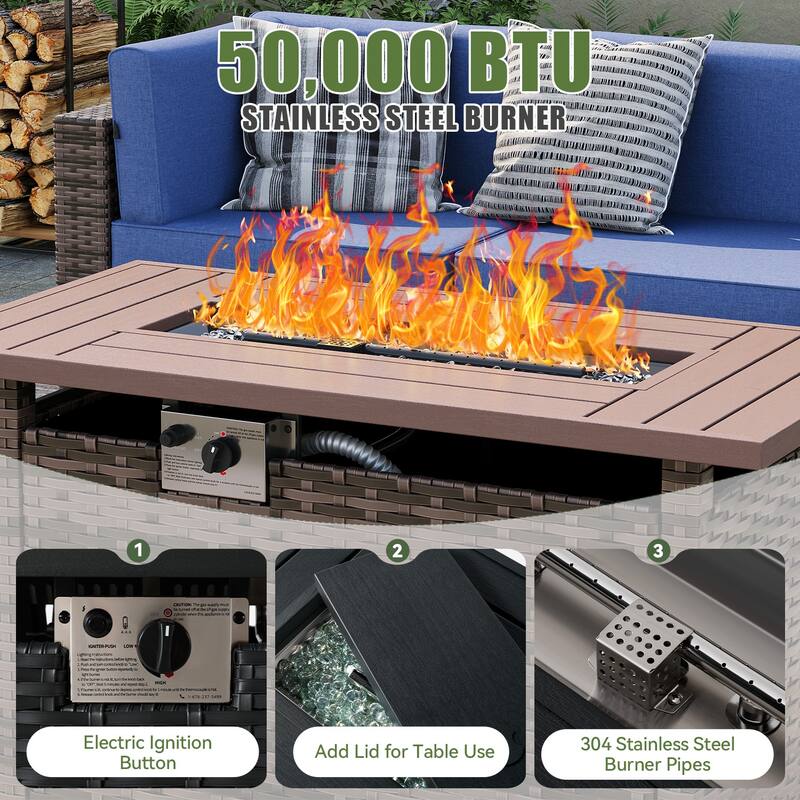 AOXUN Wicker Rattan Outdoor Sectional Sofa Set with Coffee Table