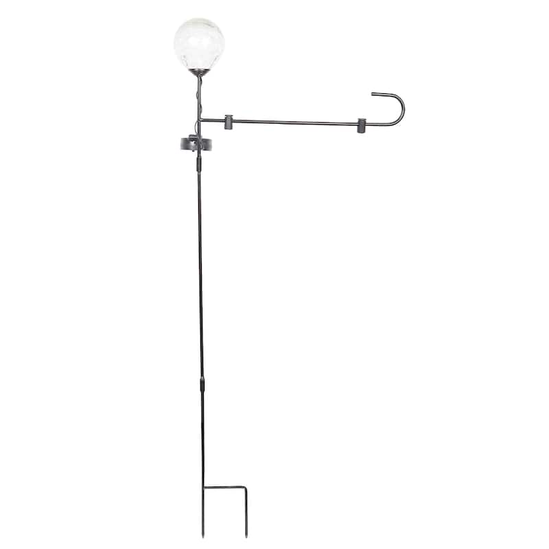 Alpine Corporation Decorative Garden Flag Holder Stakes, Outdoor Metal Flagpole Stands Design for Patio & Garden Décor - Black - Iron/Glass
