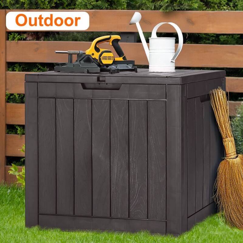 Deck Box with 31 Gallon Capacity, Weatherproof Resin Lockable Outdoor