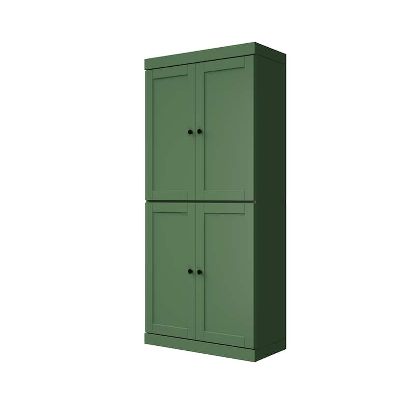 Palace Imports 100% Solid Wood 32" Pantry Cabinet with Shaker Doors, 2-Drawers and Adjustable Shelves