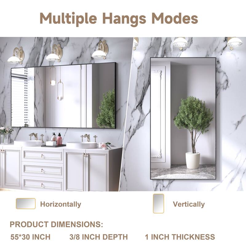 QuivaraView Wall Mounted Aluminum Frame Bathroom Vanity Mirror