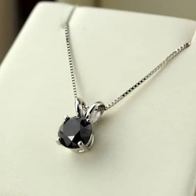 Auriya 1ctw Solitaire Black Diamond Necklace 14k Gold