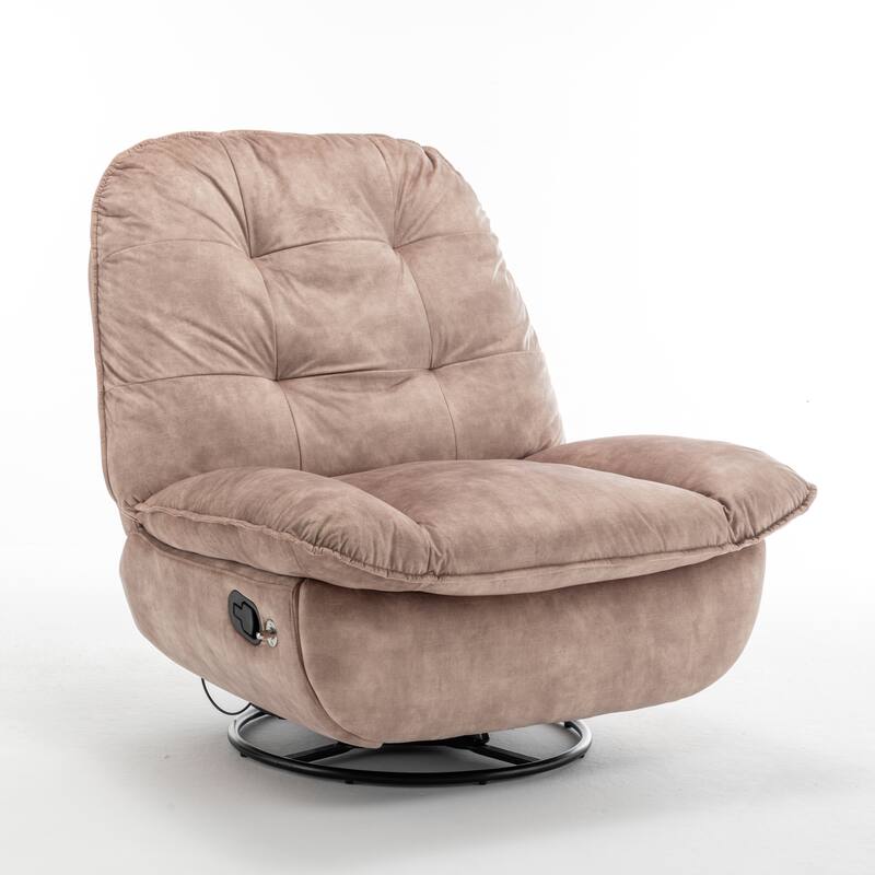 Velvet Oversized Recliner Chair with Swivel, Rocker & Phone Holder