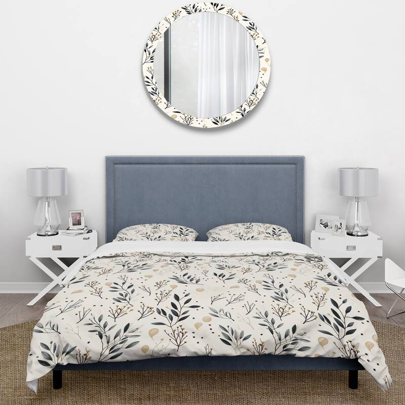 Designart "Minimalist Nature I" Blue Bohemian - Bedding Set With Shams
