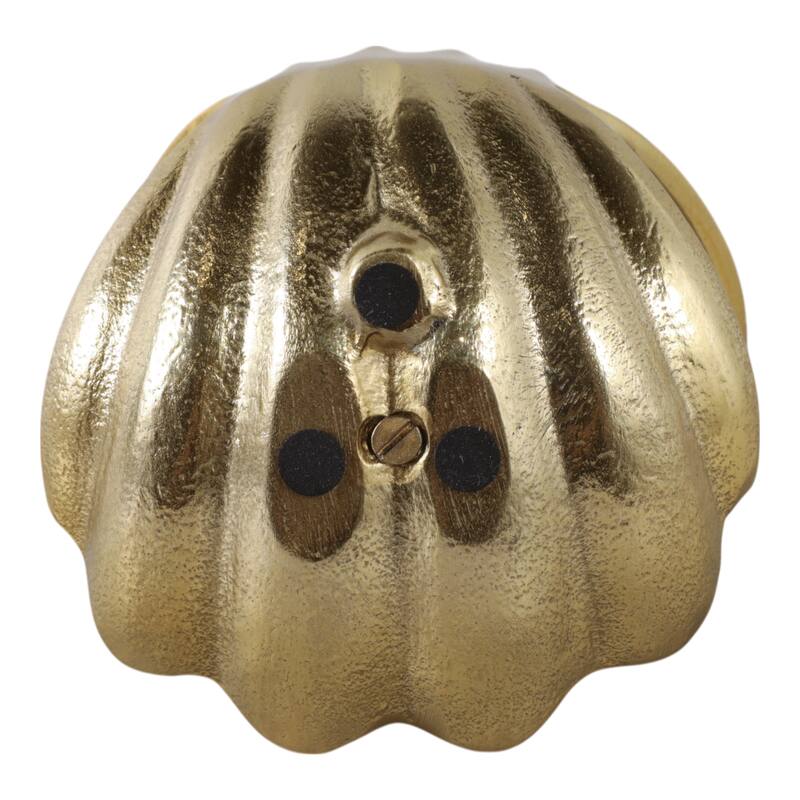 Metal Glass Figurine Clam Shape Pearl Detail Coastal Decor - 4.75"