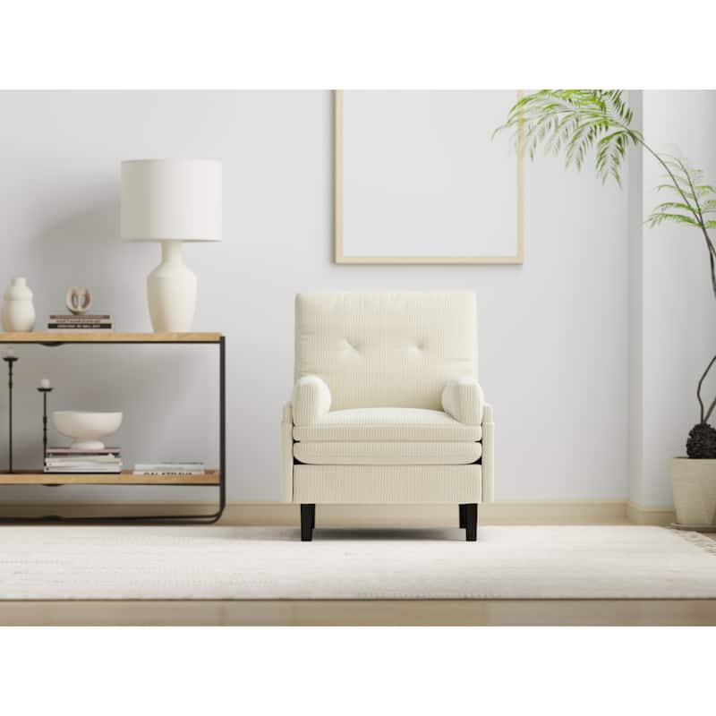 Corduroy Multi-Functional Adjustable Sofa, Convertible Lounge Chair and Guest Bed - Ivory