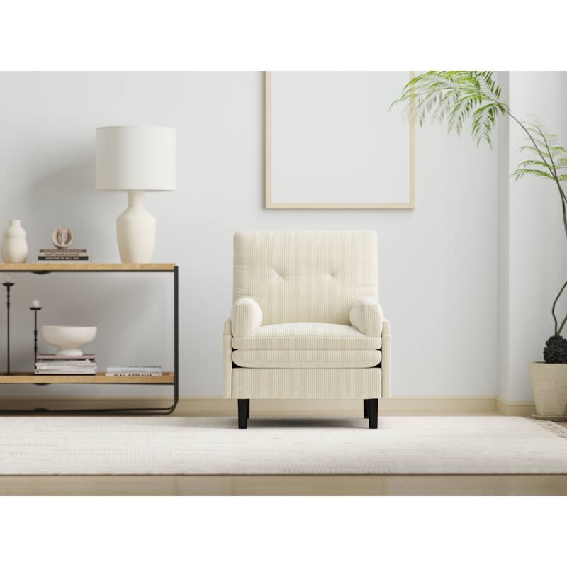 Ivory Corduroy Multi-Functional Adjustable Sofa, Convertible Lounge Chair and Guest Bed