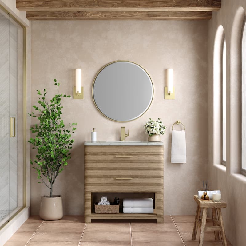 James Martin Vanities Lucian 36" Single Vanity, Pebble Oak