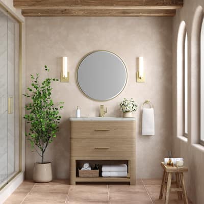 James Martin Vanities Lucian 36" Single Vanity, Pebble Oak