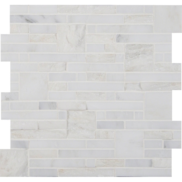 MSI SMOT-GRE Greecian White - 12" x 12" Block Random Mosaic Sheet - Polished Marble Visual - Sold by Carton (10 SF/Carton)